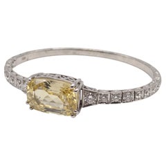 GIA Certified 24 Carat No Heat Yellow Sapphire Diamond Link Bracelet
