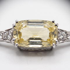 GIA Certified 24 Carat No Heat Yellow Sapphire Diamond Link Bracelet