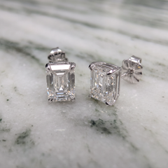 GIA Certified 2.43 Carat Emerald Cut Diamond Stud Earrings