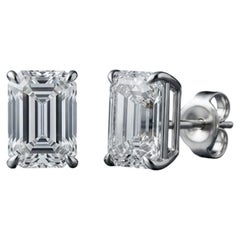 GIA Certified 2.43 Carat Emerald Cut Diamond Stud Earrings