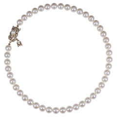 Mikimoto 18k Yellow Gold Akoya Pearl Strand Necklace 16 Inch