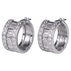 Tiffany & Co. 1 Carat Diamond 18K White Gold Atlas Hoop Earrings