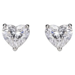 2.01 Carat D Flawless Heart Brilliant Diamond White Gold Earrings