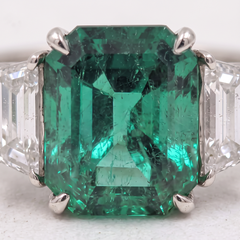 2.37 Carat Green Octagonal Emerald Platinum Ring
