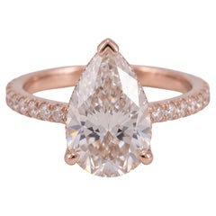 2.05 Carat E VVS1 Pear Modified Brilliant Diamond Rose Gold Engagement Ring