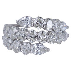 4 Carat Pear and Oval Diamond Bypass Platinum Cocktail Ring