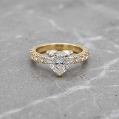 3.2 Carat F VVS2 Heart Brilliant Diamond Yellow Gold Ring