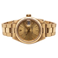Rolex Datejust 18k Yellow Gold Fluted Bezel Ladies Wrist Watch