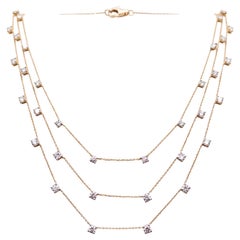 6 Carat Diamond Multi-Strand 18k Yellow Gold Necklace