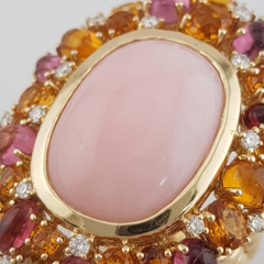 David Yurman Pink Opal Citrine Tourmaline Diamond 18k Yellow Gold Cocktail Ring