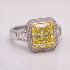 4.04 Carat Fancy Yellow VVS1 Cut-Cornered Rectangular Modified Brilliant Diamond