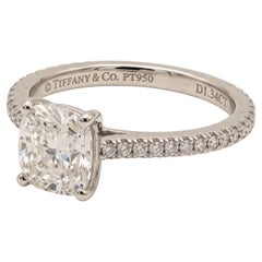 Tiffany Certified 1.5 Carat Cushion Diamond Novo Platinum Engagement Ring