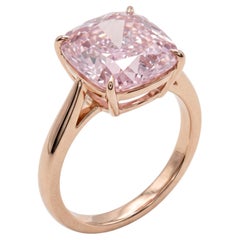 3.29 Carat Fancy Brownish Pink SI1 Cushion Modified Brilliant Diamond Rose Gold