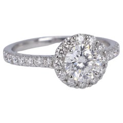 GIA Certified 1 Carat Round Diamond Halo and Pave Graff Engagement Ring