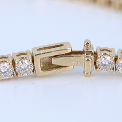 5 Carat Round Diamond 14k Yellow Gold Tennis Bracelet