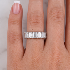 GIA Certified Emerald Cut Diamond Platinum Wedding Band