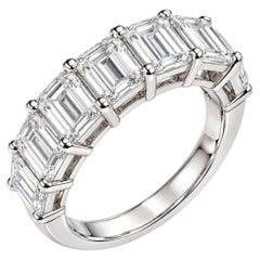 GIA Certified Emerald Cut Diamond Platinum Wedding Band