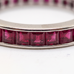 1.50 Carat Natural Burma Ruby Vintage 14k White Gold Eternity Band Ring