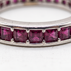 2 Carat Burma Ruby Art Deco 18k White Gold Eternity Band Ring