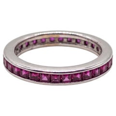 2 Carat Burma Ruby Art Deco 18k White Gold Eternity Band Ring