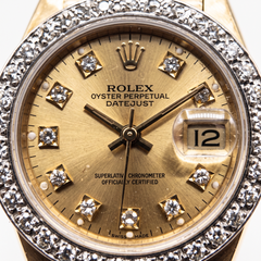Rolex Datejust 18k Yellow Gold Diamond Bezel & Dial Wrist Watch