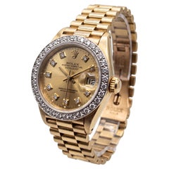 Rolex Datejust 18k Yellow Gold Diamond Bezel & Dial Wrist Watch