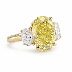 GIA Certified 4 Ct. Fancy Light Yellow Oval Diamond Yellow Ring