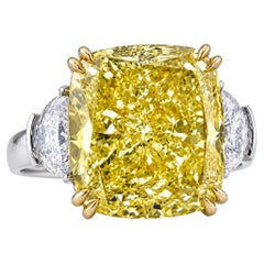 GIA Certified 8.01 Carat Fancy Yellow VVS1 Cushion Diamond Ring