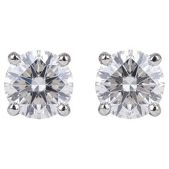 Tiffany Certified H SI1 Round Diamond Platinum Stud Earrings