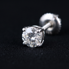 Tiffany Certified H SI1 Round Diamond Platinum Stud Earrings