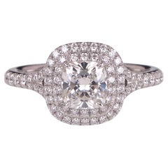 Tiffany & Co. Platinum Soleste F VVS2 Cushion Diamond Halo Engagement Ring