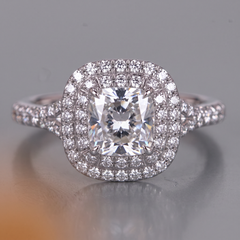 Tiffany & Co. Platinum Soleste F VVS2 Cushion Diamond Halo Engagement Ring