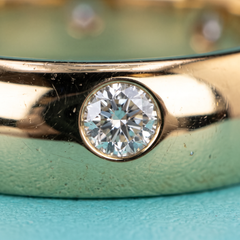 Tiffany & Co. Etoile 18K Yellow Gold Diamond Platinum Bezel Band Ring