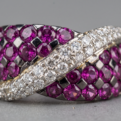 5 Carat Pink Sapphire Diamond Crisscross 18k White Gold Cocktail Ring