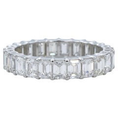 3 Carat Emerald Cut Diamond 14K White Gold Eternity Band