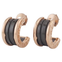 Bvlgari B.Zero1 18k Rose Gold and Black Ceramic Hoop Earrings