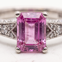 Tacori 1 Carat Pink Sapphire Diamond 18k White Gold Ring