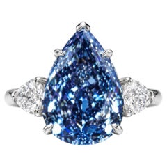 GIA-zertifizierter Diamantring mit einem 4,03-Karat-Diamanten im gemischten Birnenschliff in der Farbe „Fancy Gray-Blue“ und der Reinheitsstufe VS2