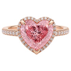 Anello con diamante a forma di cuore da 2,01 carati, certificato GIA, colore Fancy Brown-Pink, purezza SI1