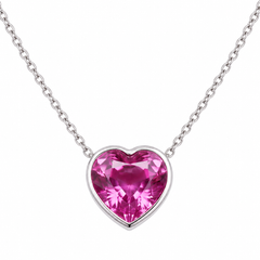 C. Dunaigre Certified 2.11 Carat Pink Heart Sapphire White Gold Necklace