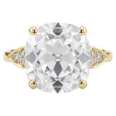 GIA Certified 6.16 Carat J VS2 Old Mine Brilliant Diamond Yellow Gold Ring