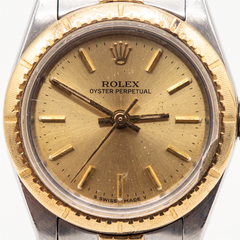 Rolex Oyster Perpetual Two-Tone Fluted Bezel Wrist Watch