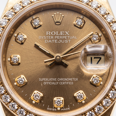 Rolex Oyster Perpetual Datejust 18k Yellow Gold Diamond Bezel Wrist Watch