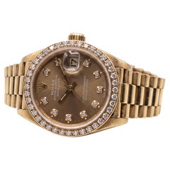 Rolex Oyster Perpetual Datejust 18k Yellow Gold Diamond Bezel Wrist Watch