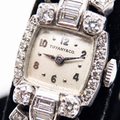 Tiffany & Co. Reloj de pulsera para mujer de platino con diamantes engastados