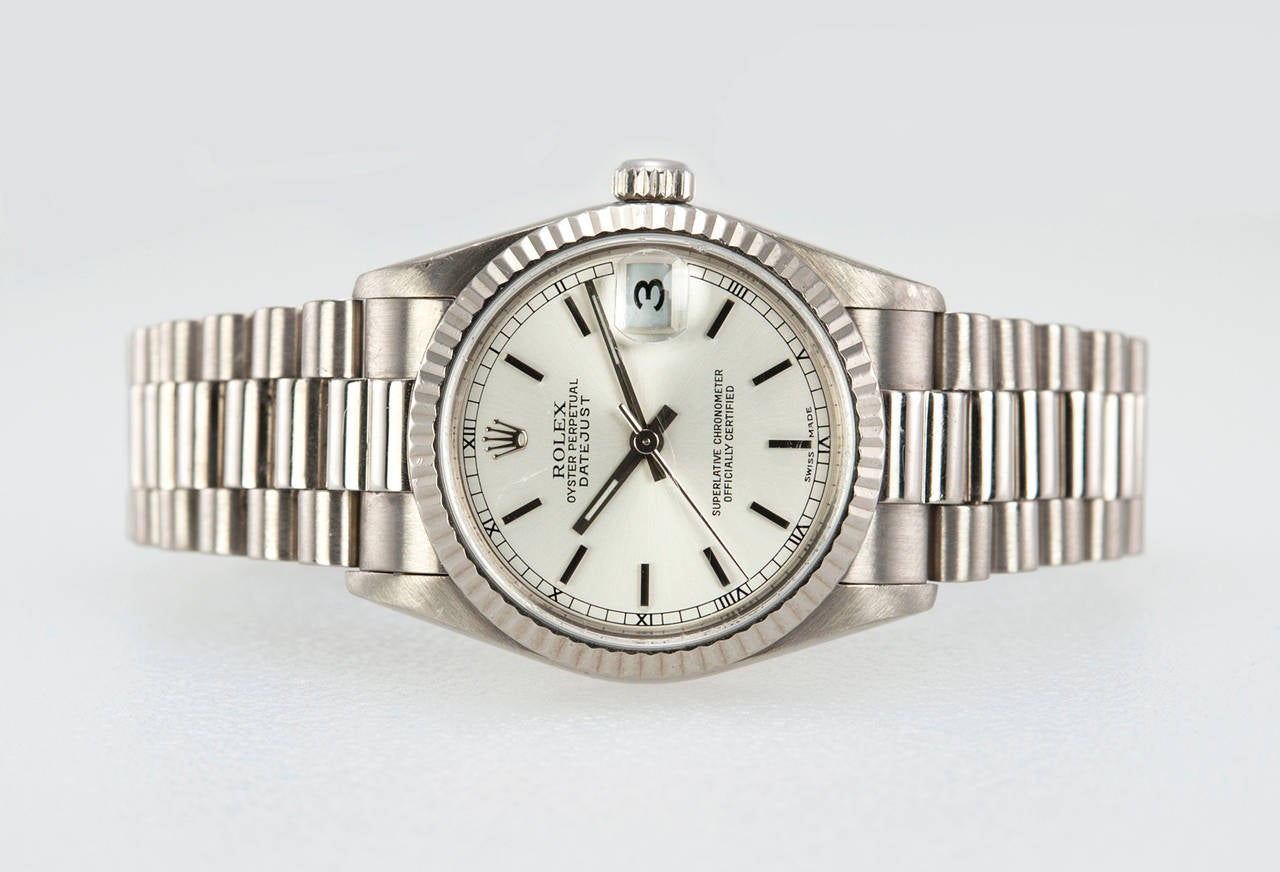 Men's Rolex White Gold Mid-Size Datejust Wristwatch Model 78279, 1999