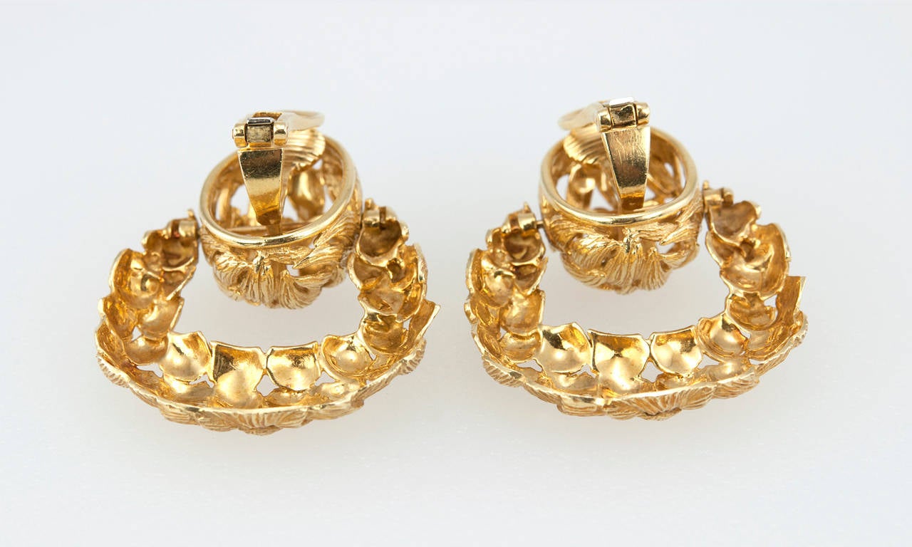 Vintage Door Knocker 18 Karat Yellow Gold Earrings, circa 1970s For Sale 2