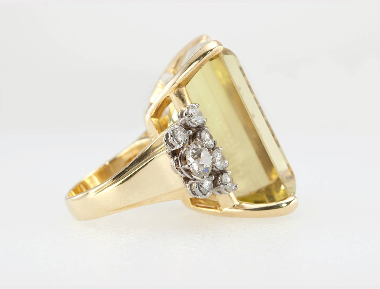 Women's Citrine Diamond Gold Cocktail Ring