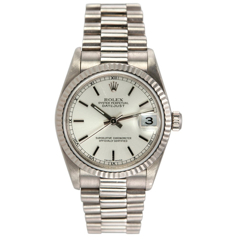 Rolex White Gold Mid-Size Datejust Wristwatch Model 78279, 1999