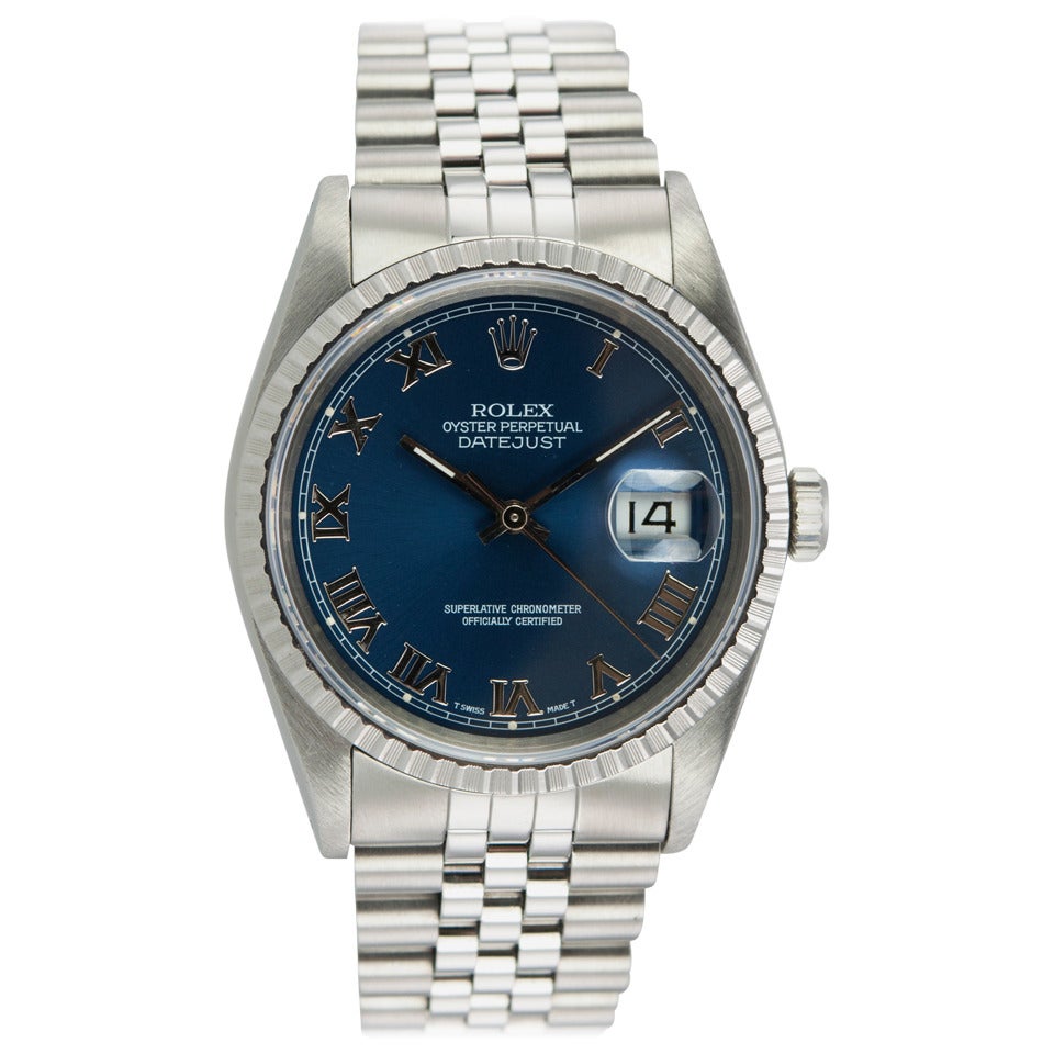 Rolex Stainless Steel Datejust Wristwatch Ref 16220 1991